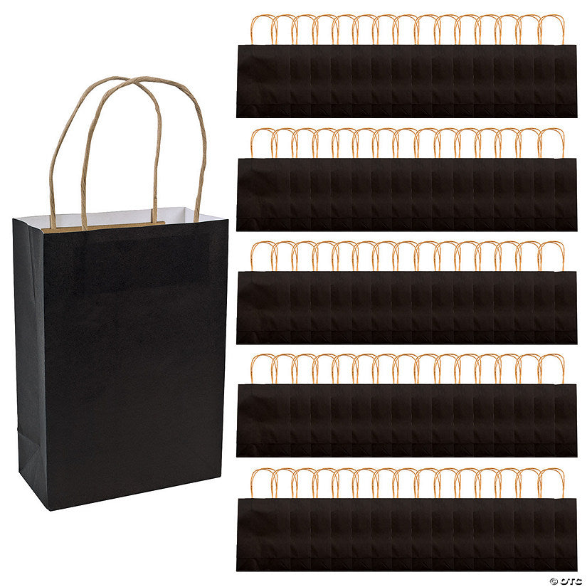 6 1/2" x 9" Bulk 60 Pc. Medium Black Kraft Paper Gift Bags halloween