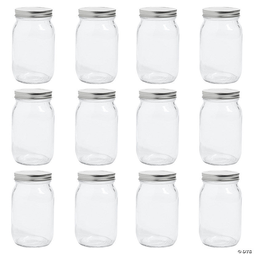 Quart Glass Mason Jars with Lids - 12 Pc. | USA Decoration®