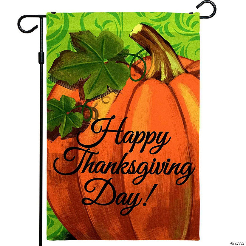 1 Piece(s): G128 Home Decorative Thanksgiving Garden Flag, Happy Thanksgiving Day Quote with Pumpkin Decorations, Rustic Holiday Seasonal Outdoor Flag 12 x 18 Inch | USA Decoration®
