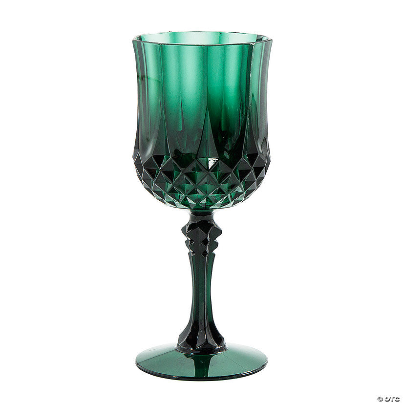 Green Plastic Patterned Plastic Wine Glasses - 12 Ct. | USA Decoration®