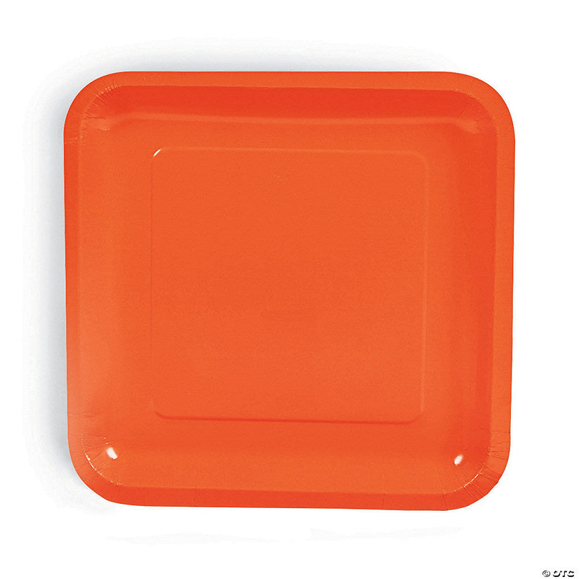 Orange Square Paper Dinner Plates - 24 Ct. | USA Decoration®