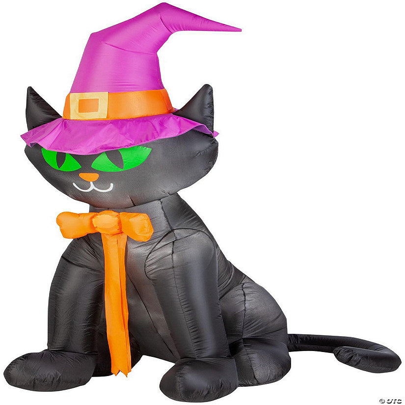 Gemmy Airblown Black Cat with Hat OPP 6.5 ft Tall pink | USA Decoration®
