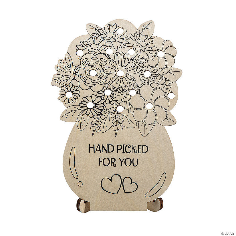 5 1/4" Color Your Own Wooden Flower Holders - 12 Pc. | USA Decoration®