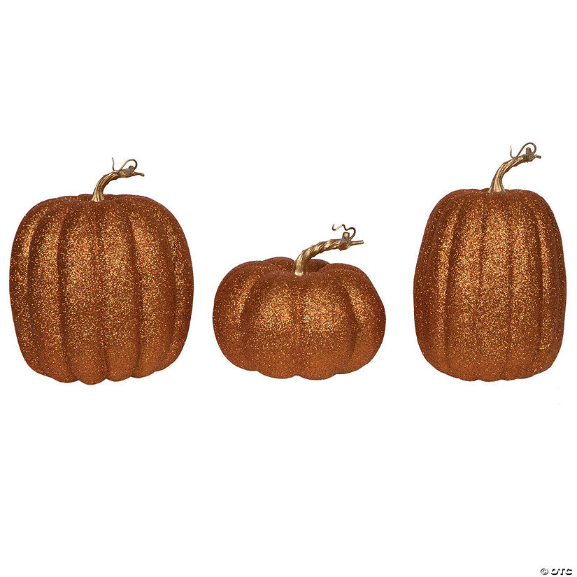 1 Piece(s): Vickerman 8" Orange Pumpkins Assorted Set of 3. | USA Decoration®