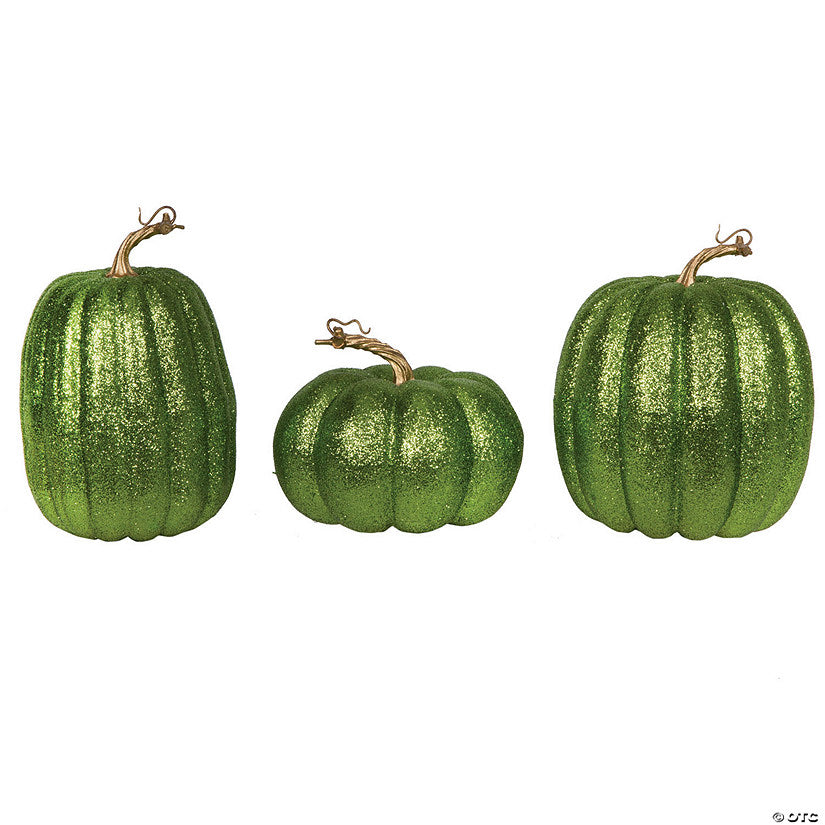 1 Piece(s): Vickerman 8" Lime Pumpkins Assorted Set of 3. | USA Decoration®