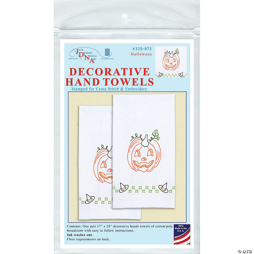 1 Piece(s): Jack Dempsey Halloween Stamped Decorative Hand Towel 17"X28", Set of 2 | USA Decoration®