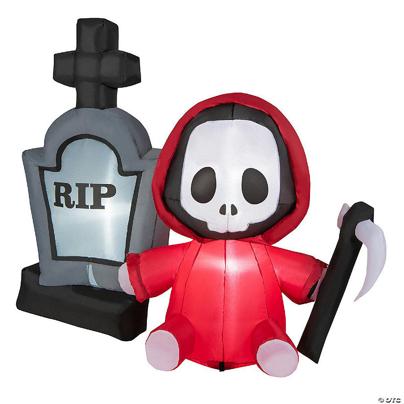 Costway 5ft Inflatable Halloween Ghost Holding Sickle Tombstone Blow up Yard Decor | USA Decoration®