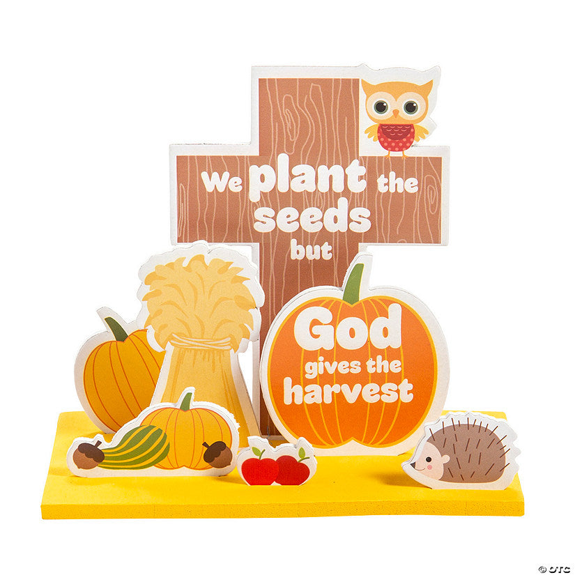Makes 12: 6" x 5 1/4" 3D Religious Fall Harvest Cross Stand-Up Craft Kit – Makes 12 | USA Decoration®