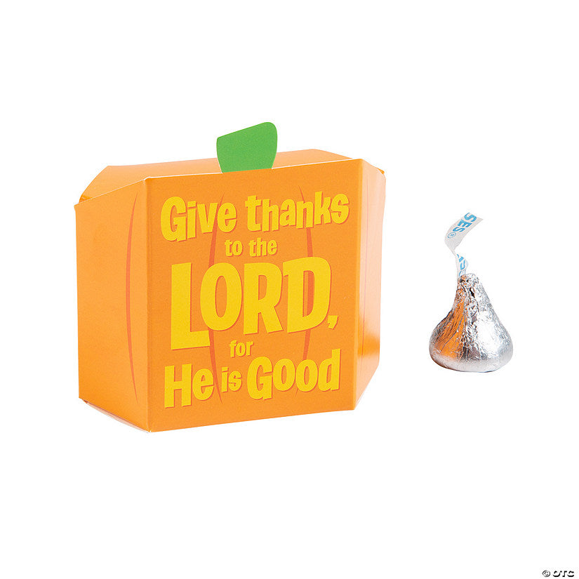 Per Dozen: 3" x 3" Religious Mini Pumpkin-Shaped Favor Boxes with Verse - 12 Pc. | USA Decoration®
