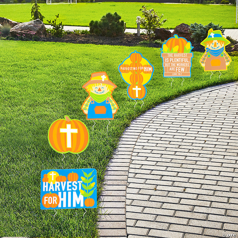 6 Piece(s): 10 1/2" - 11 1/4" Faith Scarecrow Yard Signs - 6 Pc. | USA Decoration®