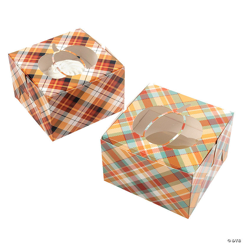Per Dozen: 4 1/2" x 4 1/2" x 3" Fall Pumpkin Cardstock Cupcake Boxes – 12 Pc. | USA Decoration®