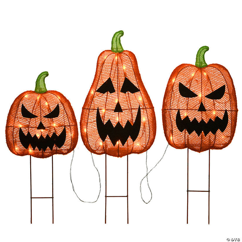 Each: National Tree Company 26 in. Pre-Lit Jack-O-Lantern Garden Stakes | USA Decoration®