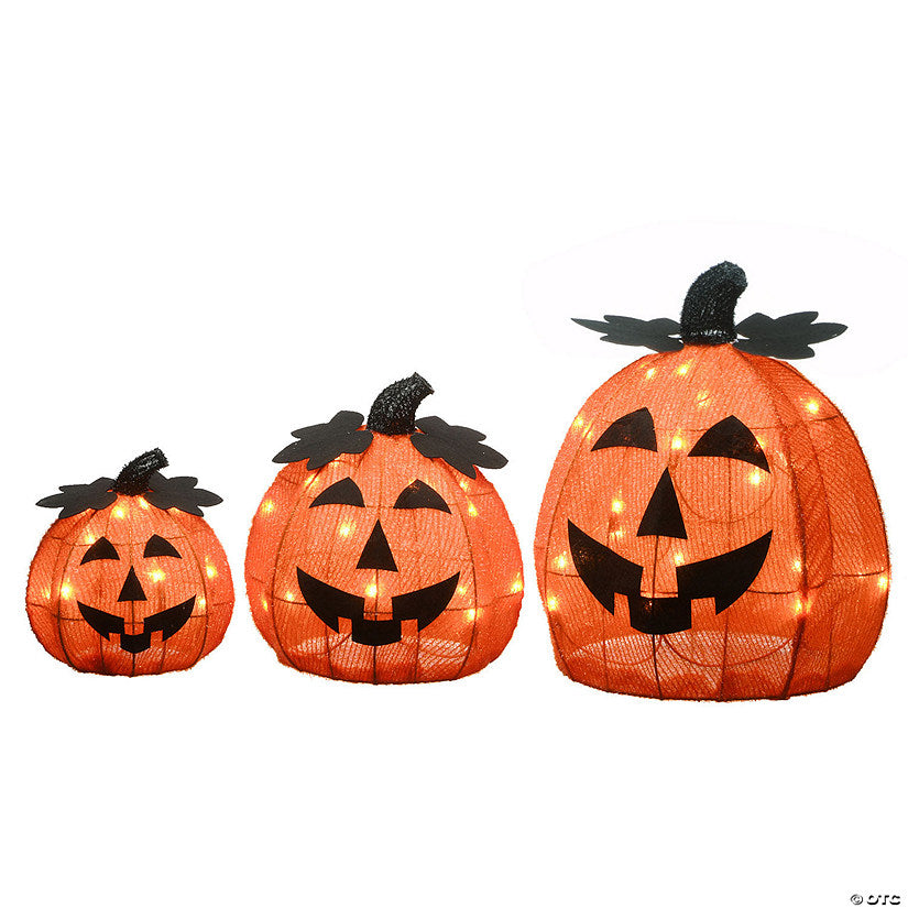 Each: National Tree Company 15 in. Pre-Lit Jack-O-Lantern Trio | USA Decoration®
