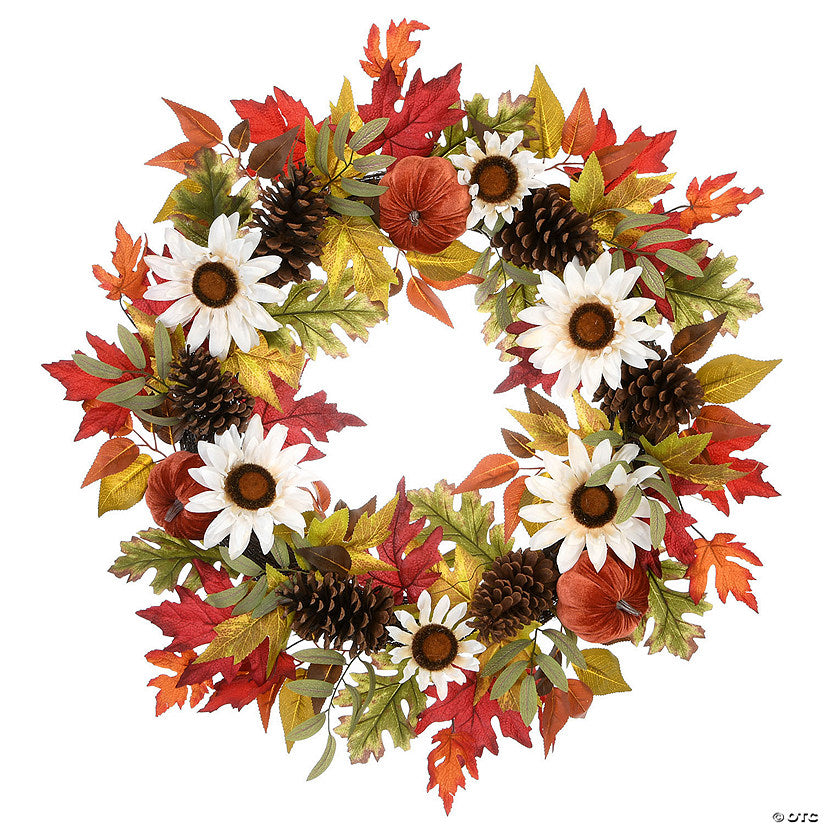 Each: National Tree Company 32 in. Harvest Sunflowers and Pumpkins Wreath | USA Decoration®