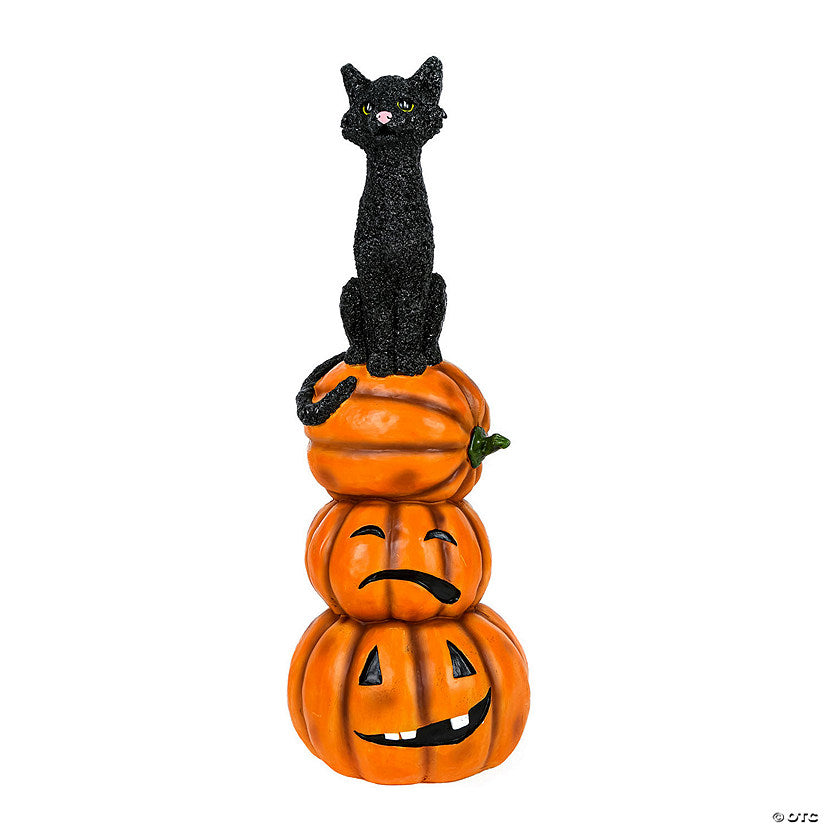 Each: National Tree Company 32 in. Halloween Black Cat and Pumpkins Stack | USA Decoration®