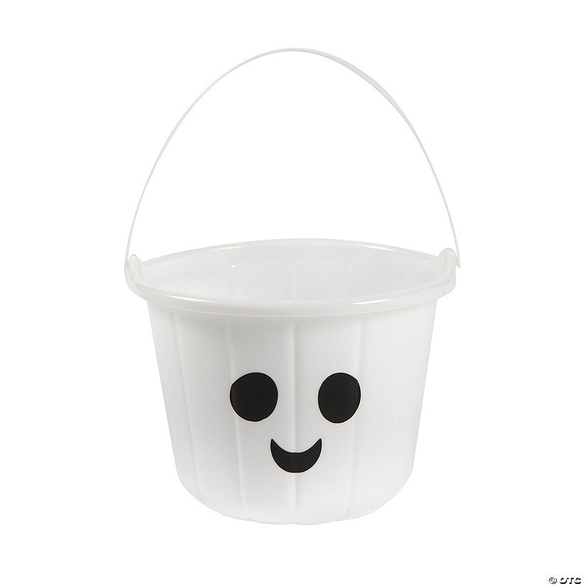 6 1/2" x 7" Ghost White Plastic Trick-or-Treat Buckets - 12 Pc. halloween