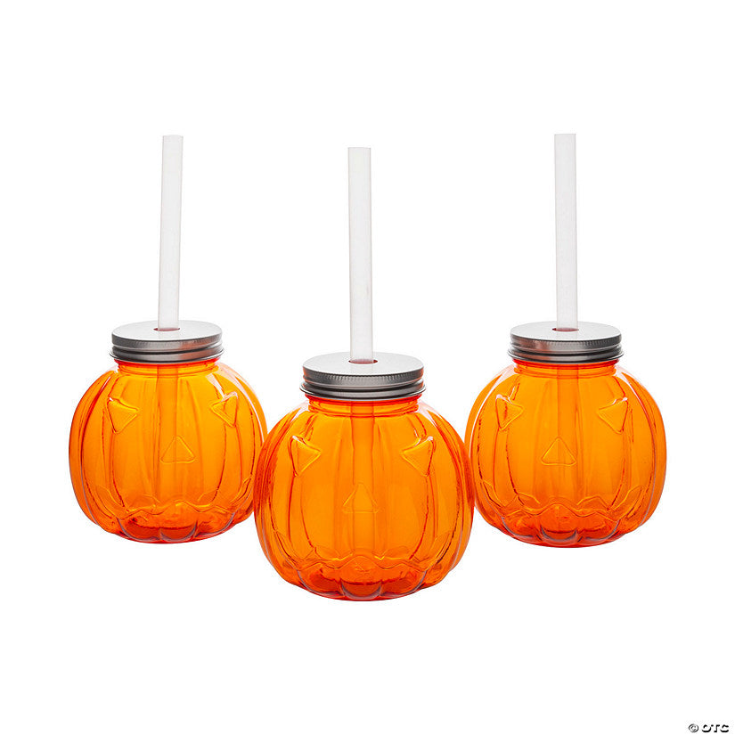 17 oz. Jack-O’-Lantern-Shaped Reusable BPA-Free Plastic Cups with Lids & Straws - 12 Ct. | USA Decoration®