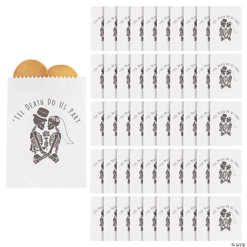 Bulk 50 Pc. Til Death Do Us Part Halloween Wedding Paper Treat Bags halloween