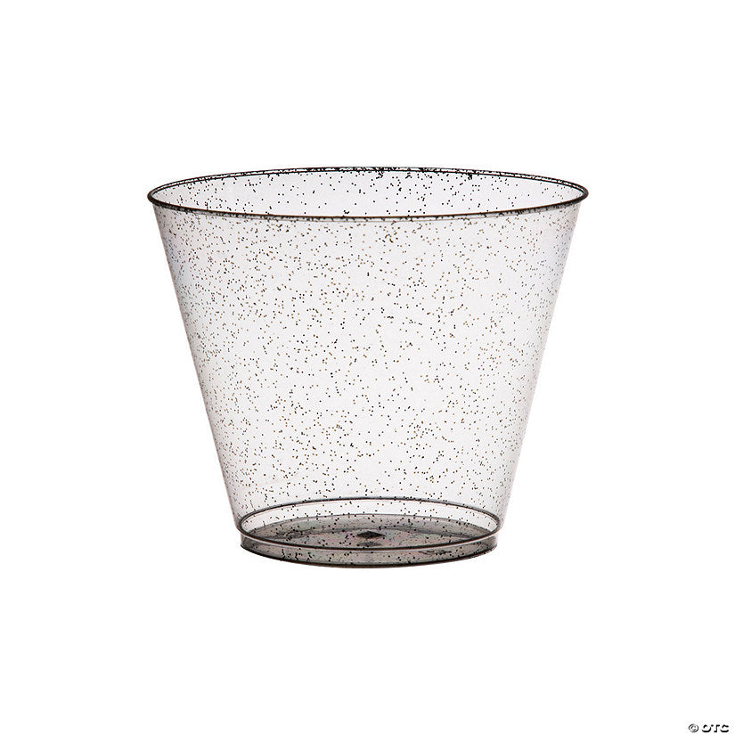 Bulk 50 Ct. Black Glitter Disposable Plastic Cups | USA Decoration®