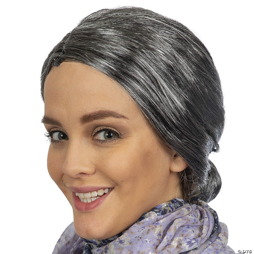 1 Piece(s): Skeleteen Old Lady Costume Wig - Silver Granny Bun Wig Costume Accessories - 1 Piece | USA Decoration®