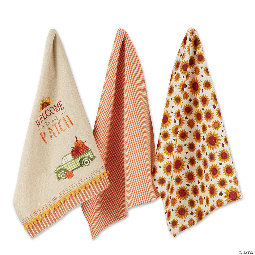 1 Set(s): Assorted Pumpkin Patch Truck Dishtowel (Set Of 3) | USA Decoration®