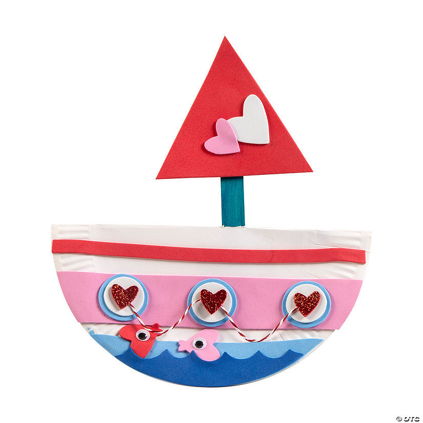 Valentine Boat Paper Plate Rocker Craft Kit - Makes 12 | USA Decoration®