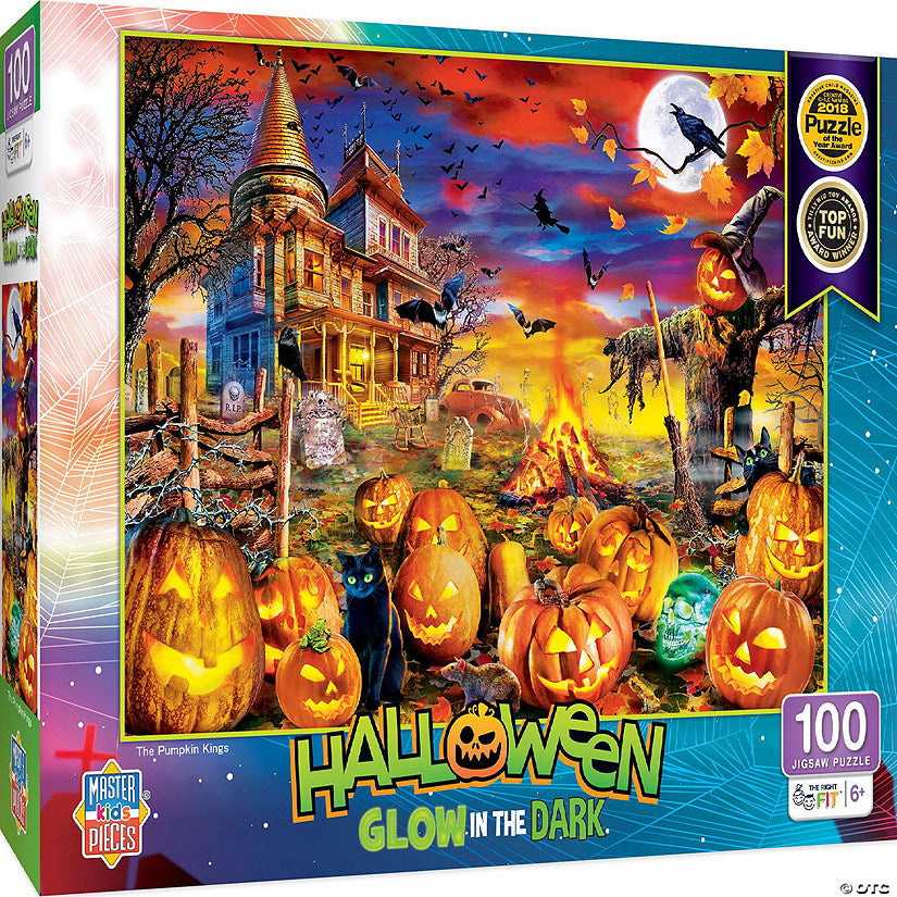 1 Piece(s): MasterPieces Halloween Glow in the Dark - The Pumpkin King 100 Piece Puzzle | USA Decoration®