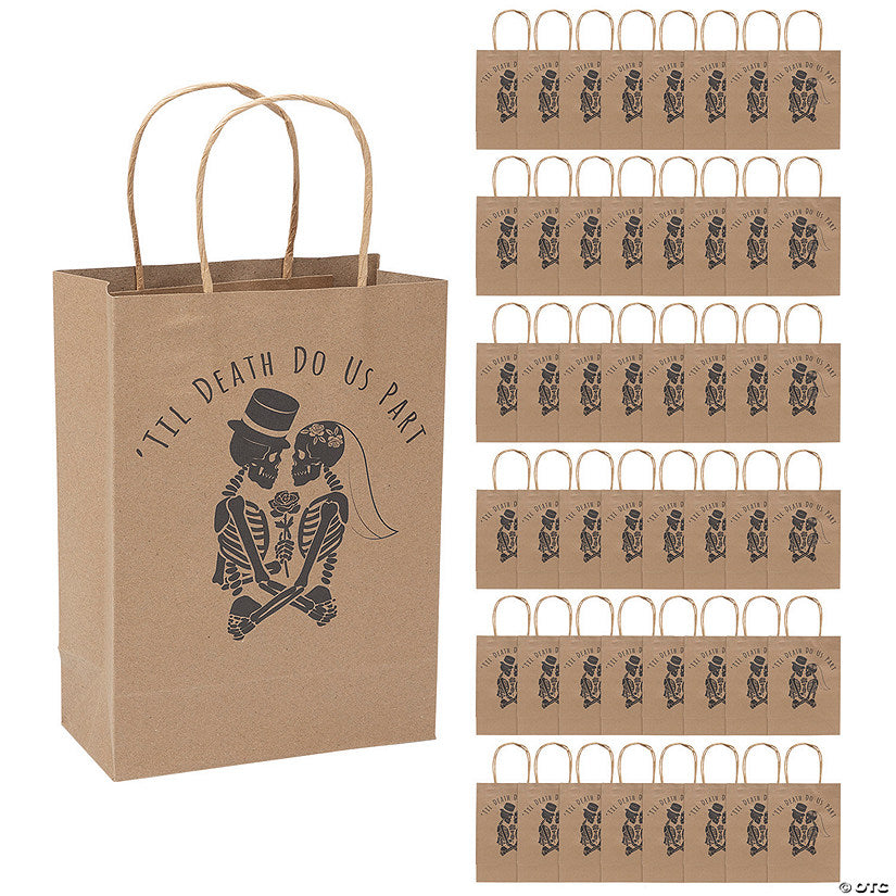 Bulk 48 Pc. Medium Til Death Do Us Part Kraft Paper Gift Bags halloween