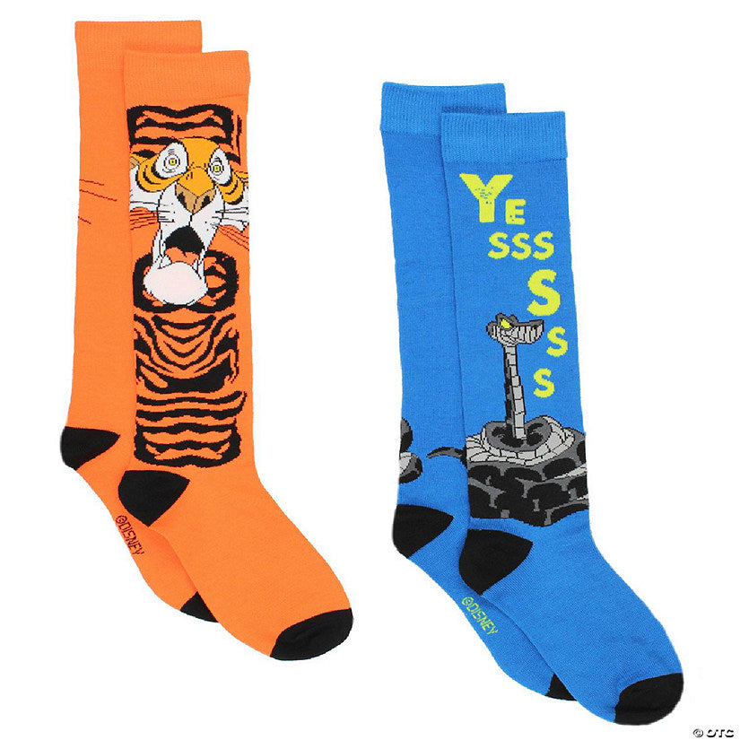 The Jungle Book 2 pack Socks (Shoe: 4-10 (Sock: 9-11), Shere Khan Kaa Orange) | USA Decoration®