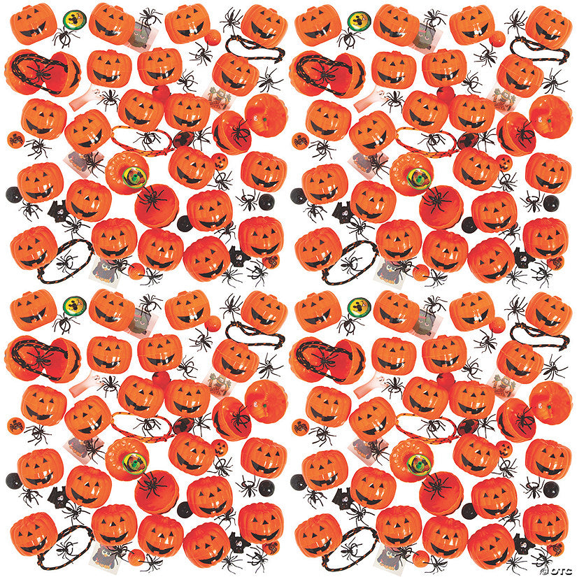 1440 Piece(s): 2 1/4" Bulk 1440 Pc. Toy-Filled Black & Orange Plastic Jack-O’-Lanterns | USA Decoration®