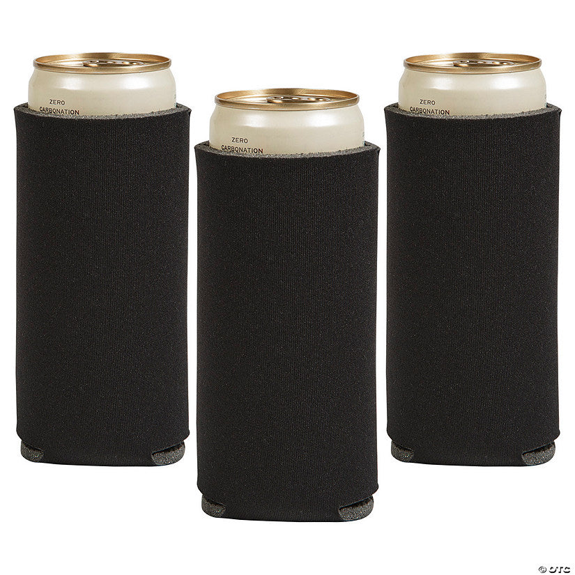 3 1/2" x 6 1/2" Solid Color Black Foam Slim Can Coolers - 12 Pc. | USA Decoration®