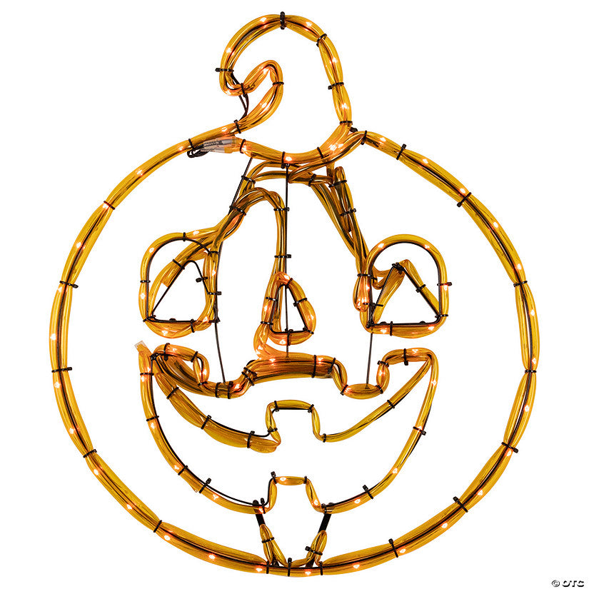 1 Set(s): 18" Orange Jack O Lantern 4 Function LED Lighted Halloween Window Silhouette | USA Decoration®