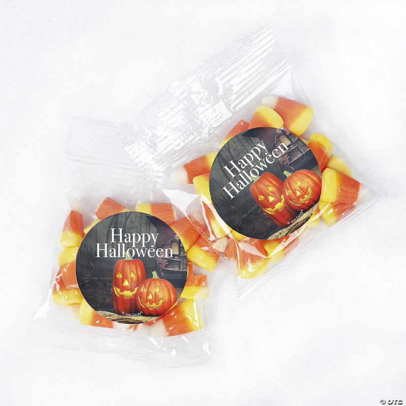 24 Piece(s): 24 Pcs Halloween Candy Party Favors Candy Corn Goodie bags with Stickers - Pumpkins | USA Decoration®