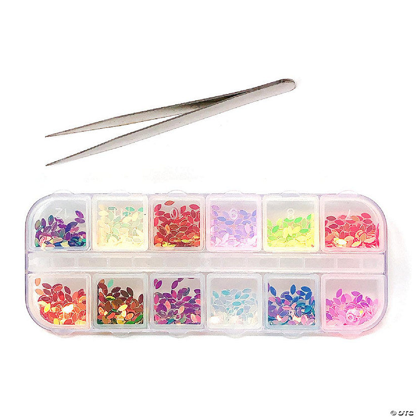 1 Set(s): Wrapables Dazzling Nail Art Rhinestones Nail Manicure with Plastic Case, Shimmery Leaves | USA Decoration®