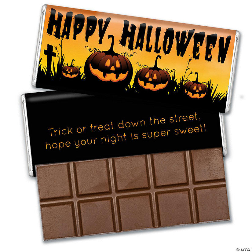 12 Piece(s): 12 Pcs Halloween Candy Party Favors in Bulk Belgian Chocolate Bars - Pumpkins | USA Decoration®