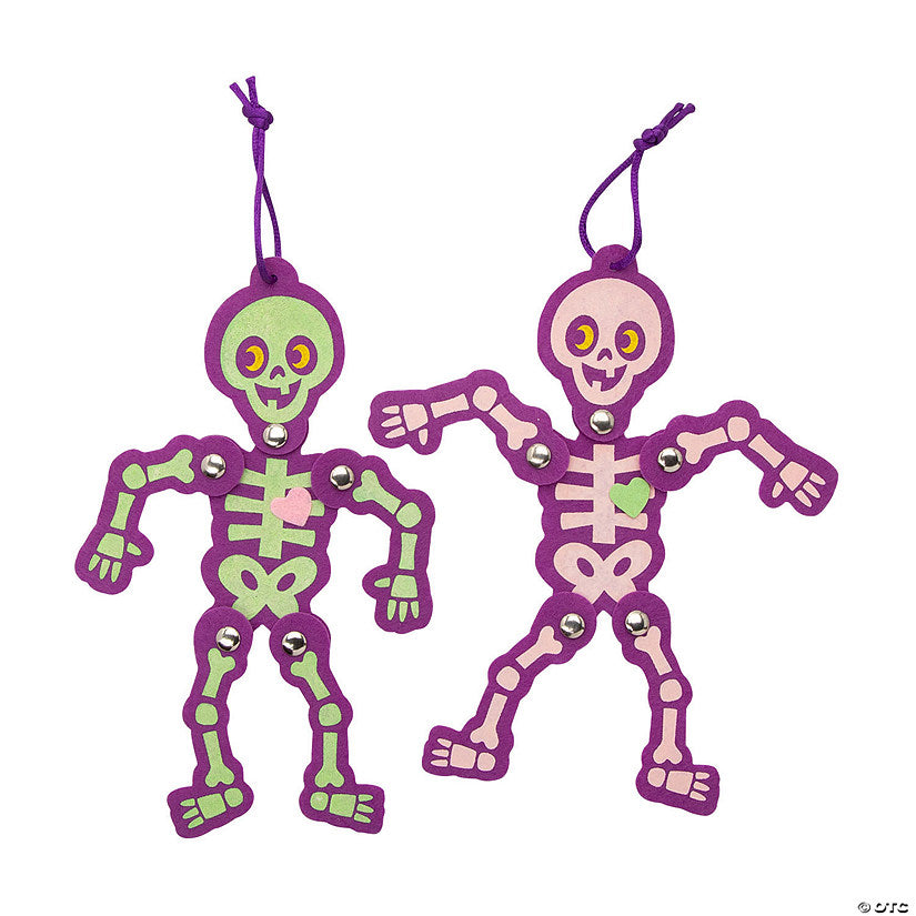 Makes 12: 3 3/4" x 7 1/4" Pastel Skeletons Jointed Signs Craft Kits – Makes 12 | USA Decoration®