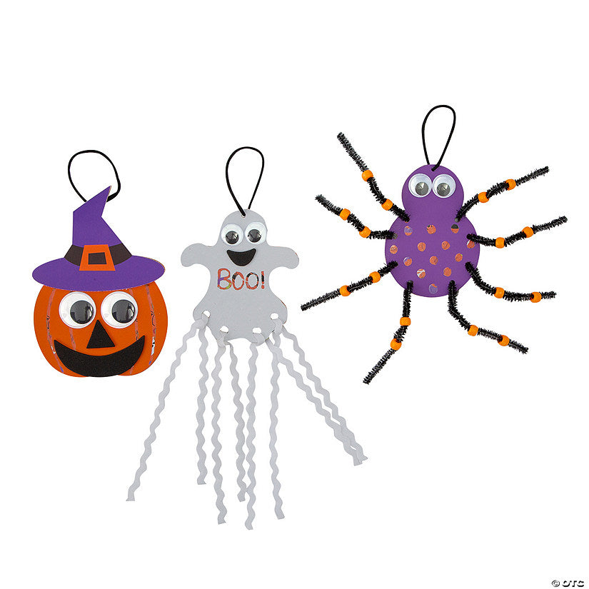12 Piece(s): 4 3/4" – 8 1/2" Magic Color Scratch Embellished Halloween Ornaments - Makes 12 | USA Decoration®