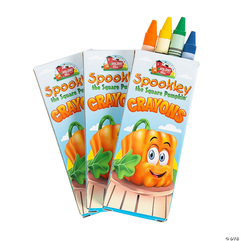 3 1/2" 4-Color Spookley the Square Pumpkin™ Crayons - 24 Pc. | USA Decoration®