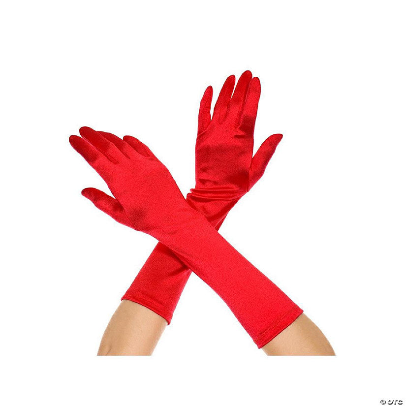 Elbow Length Satin Gloves - Red | USA Decoration®