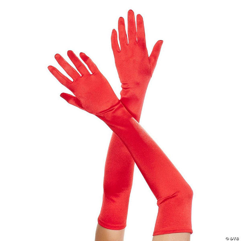 Extra Long Satin Gloves - Red | USA Decoration®