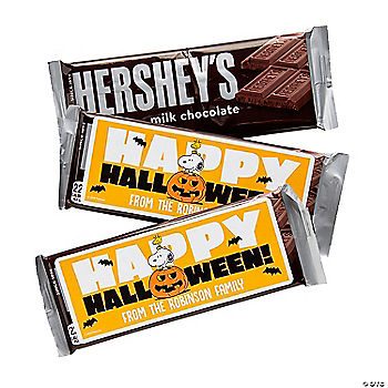 Personalized Peanuts® Snoopy Woodstock Halloween Candy Bar Sticker Labels – 12 Pc. | USA Decoration®