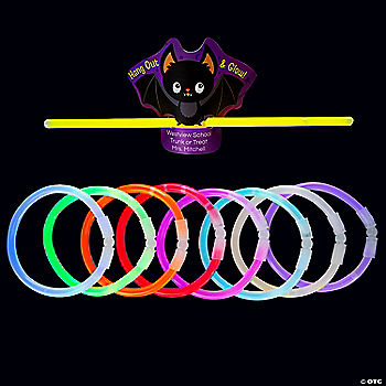 Bulk 50 Pc. Personalized Halloween Bat Cards with Glow Bracelet | USA Decoration®
