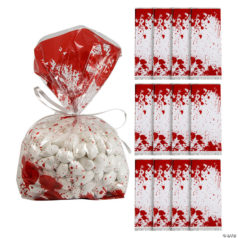 5" x 11 1/2" Halloween Horror Party Bloody Cellophane Bags - 12 Pc. halloween