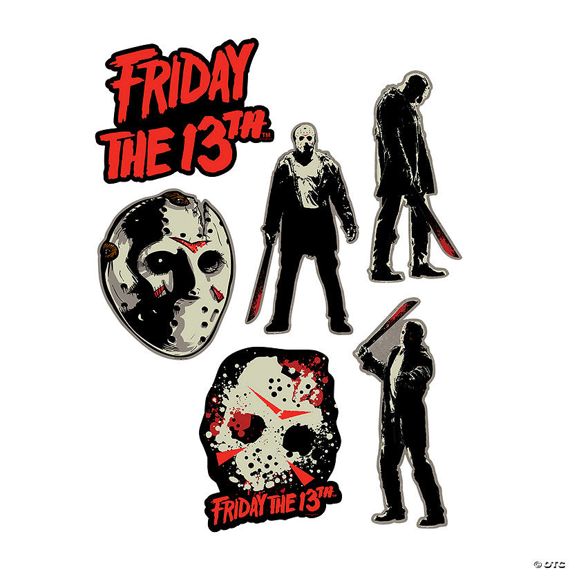 6 Piece(s): 15 3/4" - 23" Friday the 13th Jason Voorhees Cardstock Wall Cutouts - 6 Pc. | USA Decoration®
