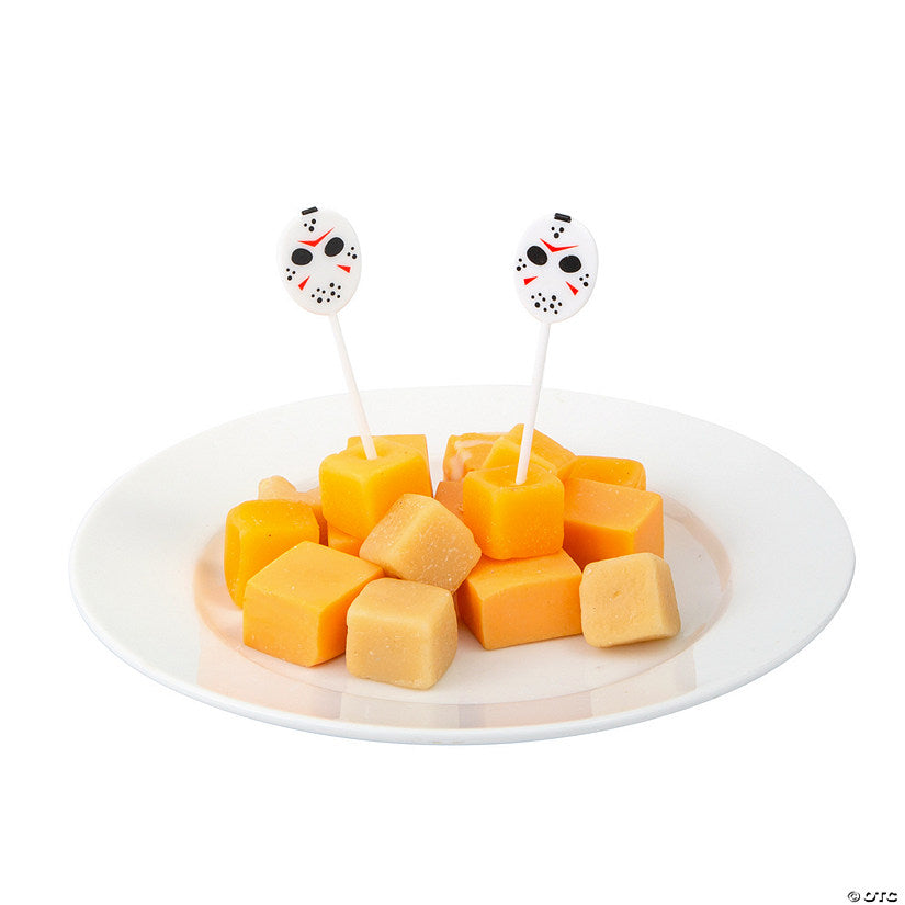 3/4" x 3" Bulk 72 Pc. Friday the 13th™ Hockey Mask Plastic Food Picks | USA Decoration®