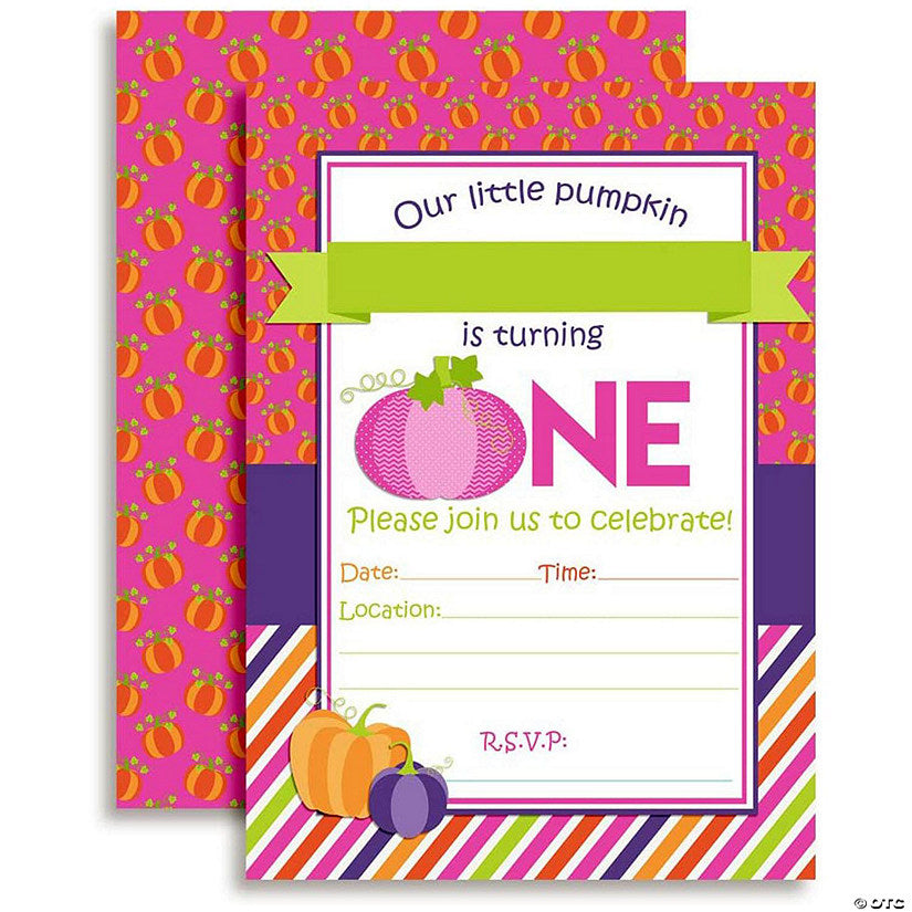 40 Piece(s): AmandaCreation Pumpkin 1st Birthday Girl Invites 40pc. | USA Decoration®