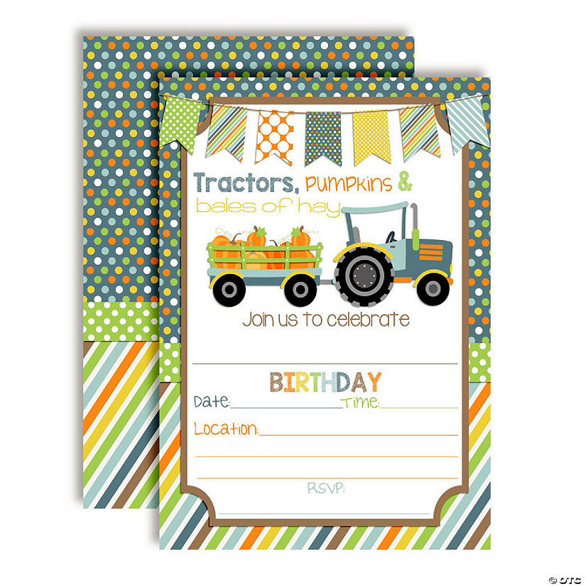 40 Piece(s): AmandaCreation Tractor with Pumpkins Boy Birthday Invites 40pc. | USA Decoration®