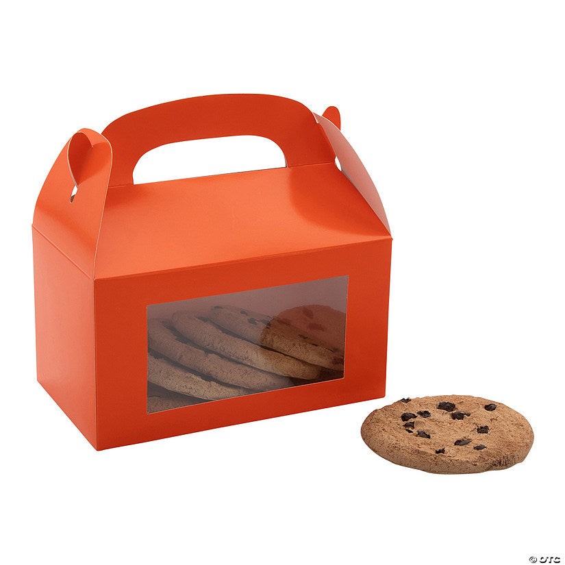 6" x 7" Orange Cardstock Treat Boxes with Display Window - 12 Pc. halloween
