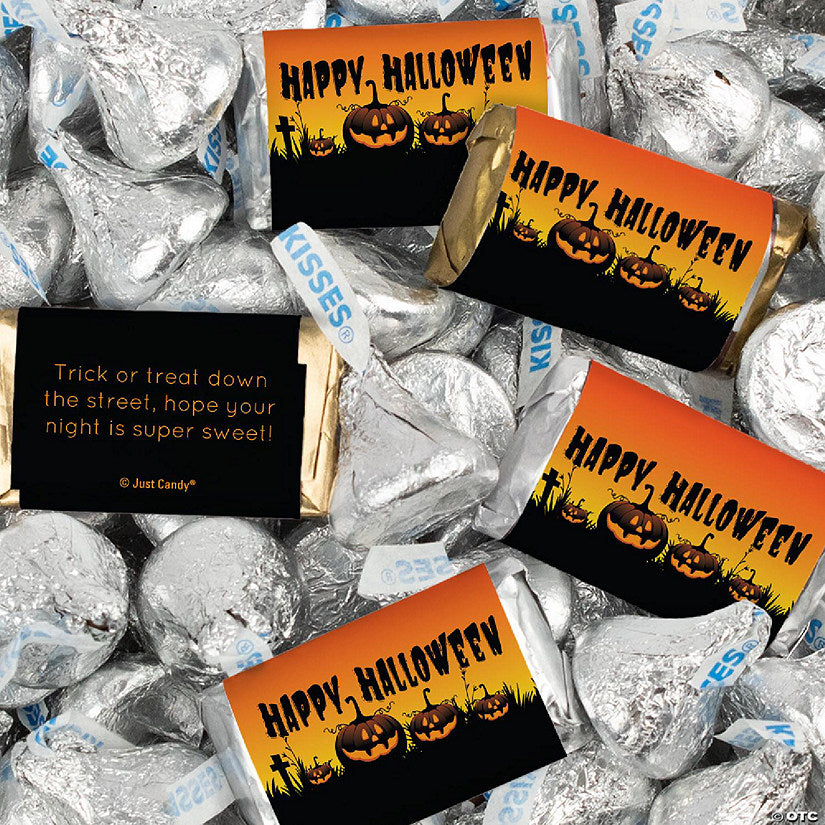 128 Piece(s): 128 Pcs Halloween Candy Party Favors Hershey's Miniatures & Kisses - Pumpkins | USA Decoration®