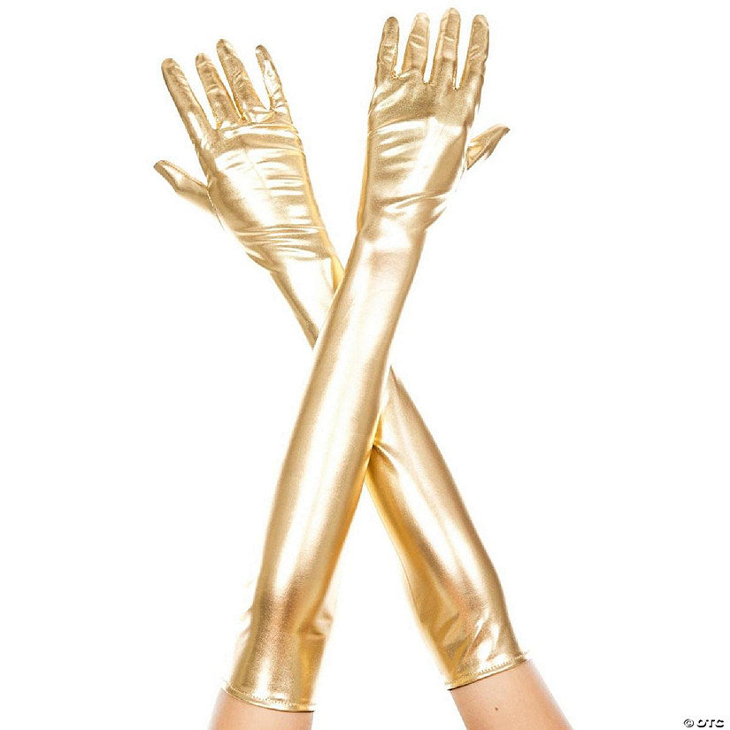 Extra Long Metallic Gloves, Gold